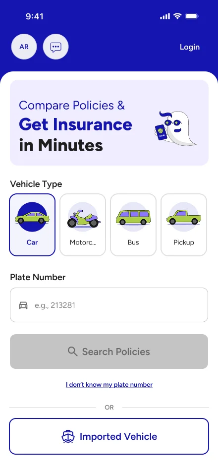 The SOOR app comparing car insurance policies